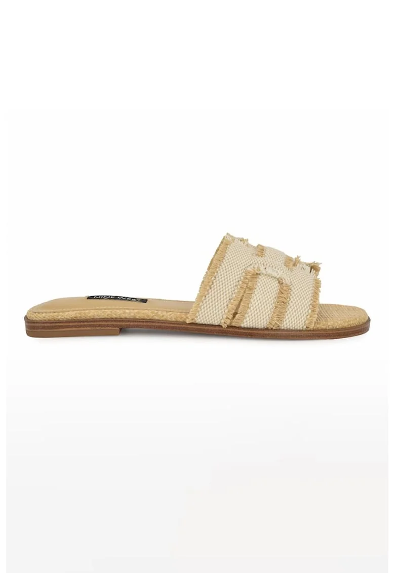 Papuci cu franjuri Germany, Alb fildes/Caramel