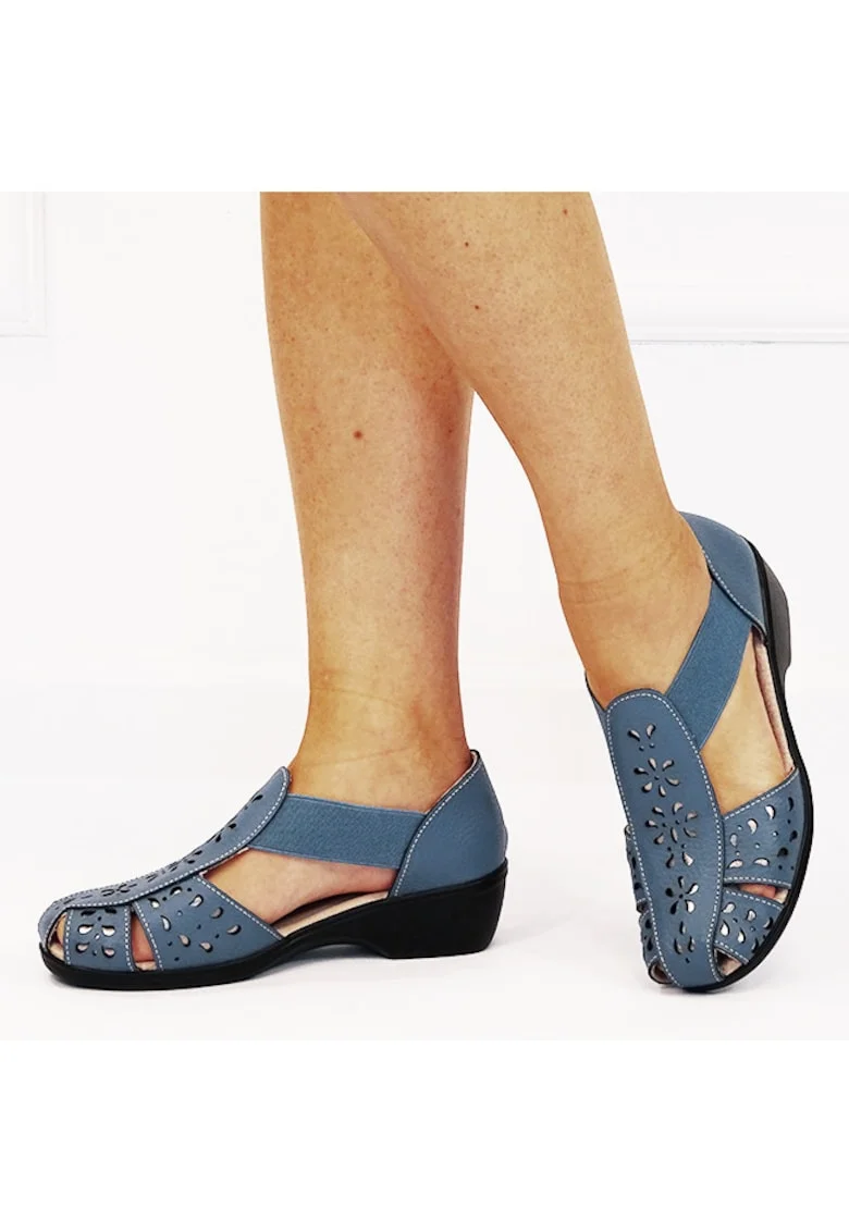 Sandale albastru denim din piele naturala Ozana M5 17340, Albastru denim