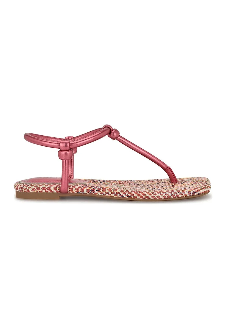 Sandale din piele ecologica cu bareta in T, Fucsia