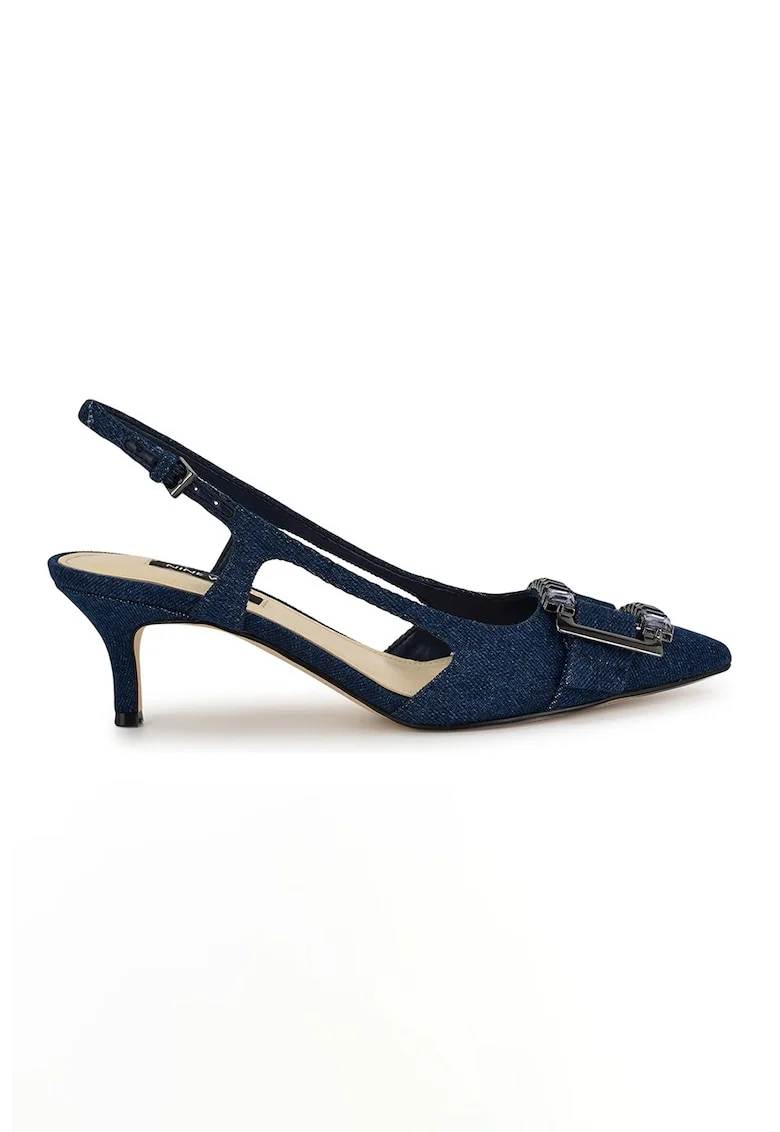 Pantofi cu varf ascutit si aspect de denim Neeri, Albastru inchis