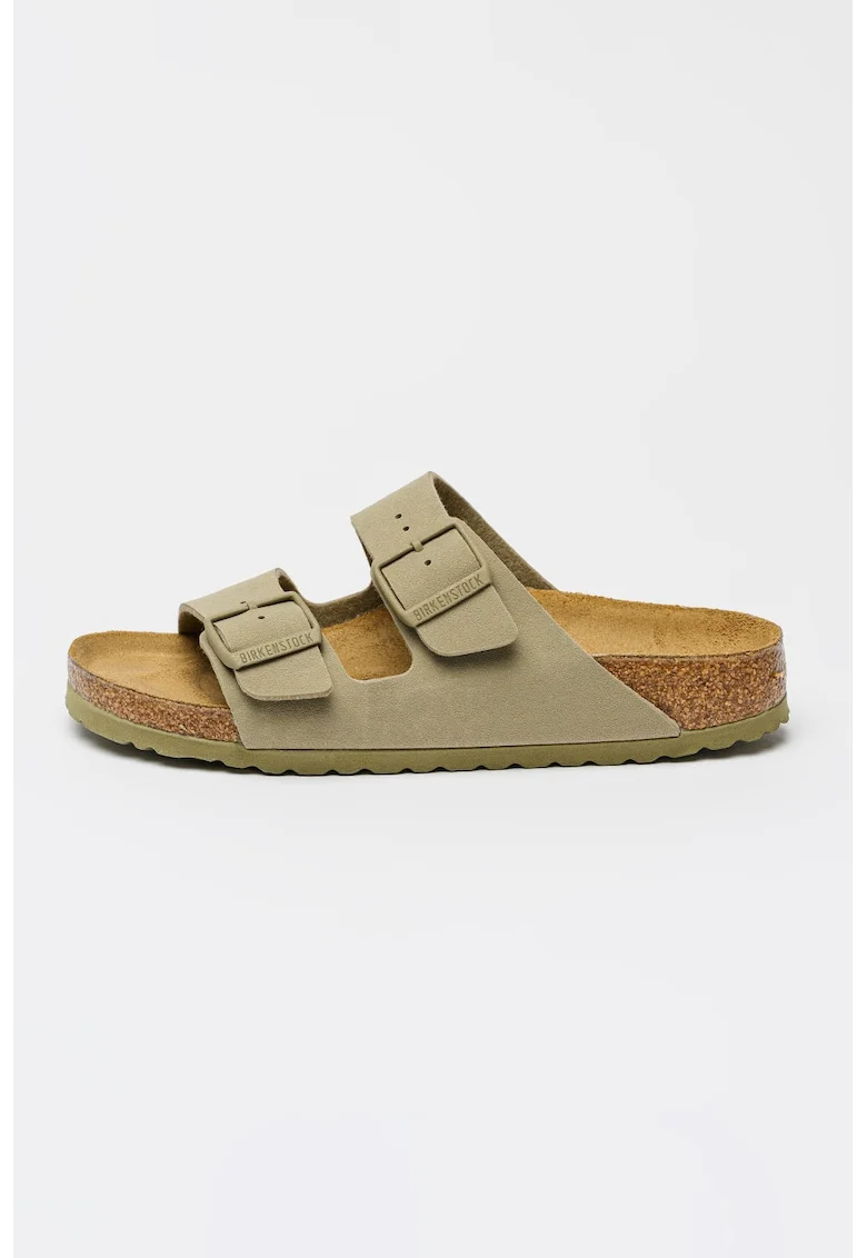 Papuci de piele ecologica Arizona, Kaki deschis