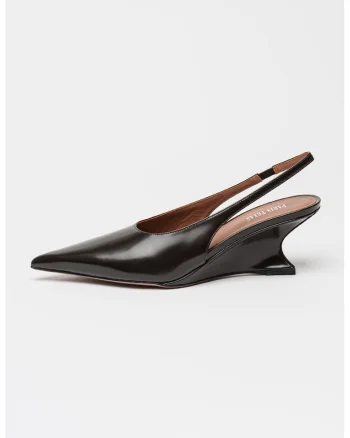 Pantofi sligback de piele Nina, Maro inchis