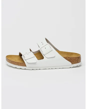 Papuci de piele Arizona, Alb optic