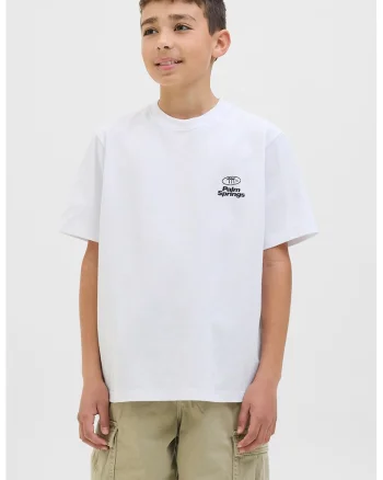 Tricou cu decolteu la baza gatului si imprimeu text, Alb
