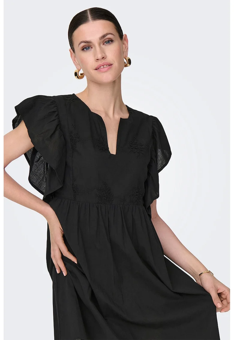 Rochie scurta cu decolteu in V, Negru