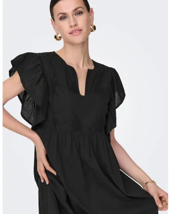 Rochie scurta cu decolteu in V, Negru