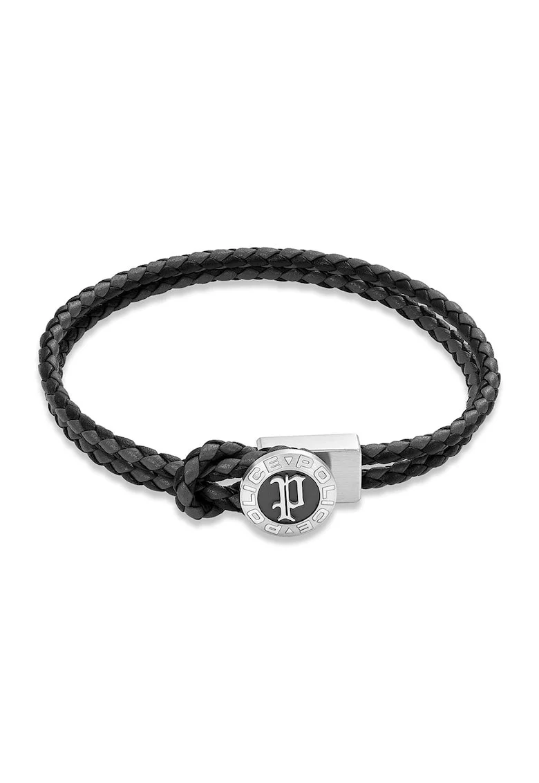Bratara de piele cu de Negru, Negru antracit/Gri inchis