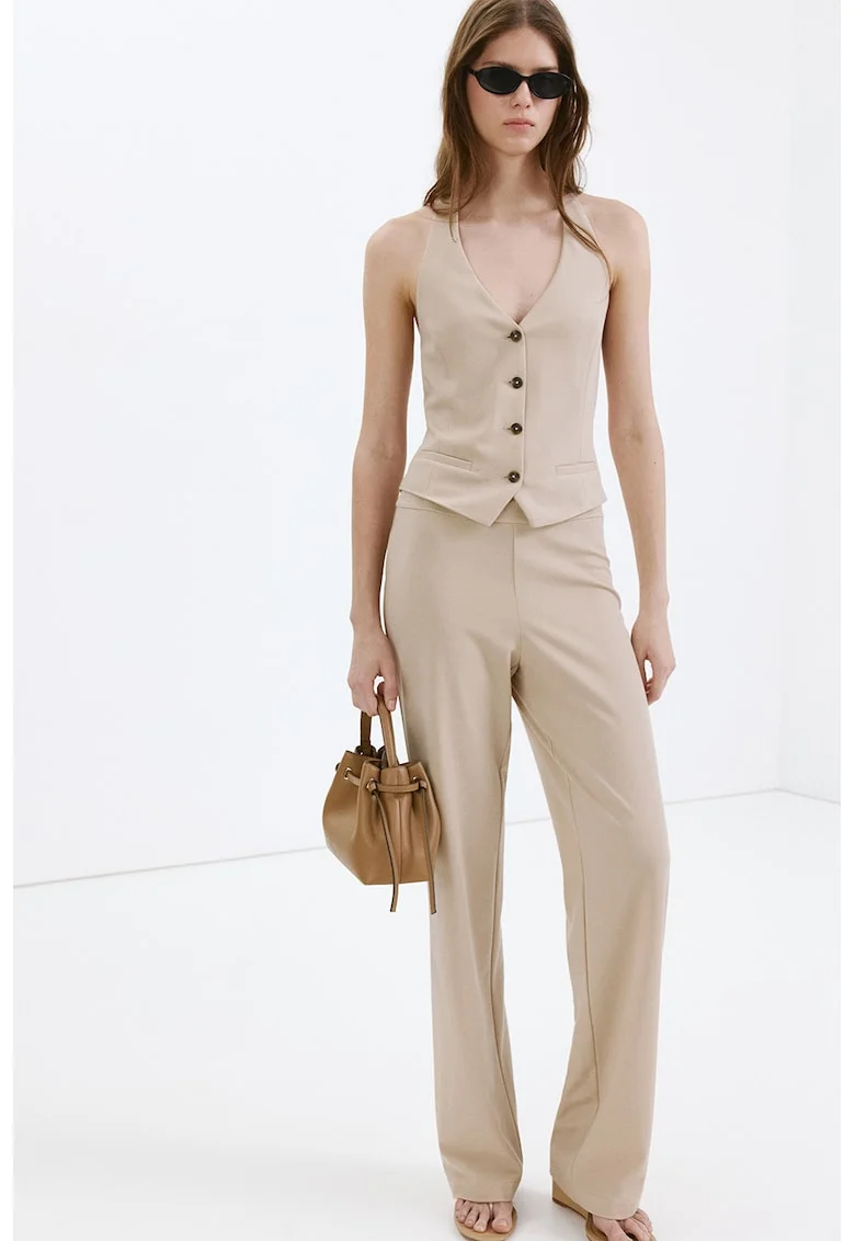 Pantaloni cu croiala ampla, Bej deschis