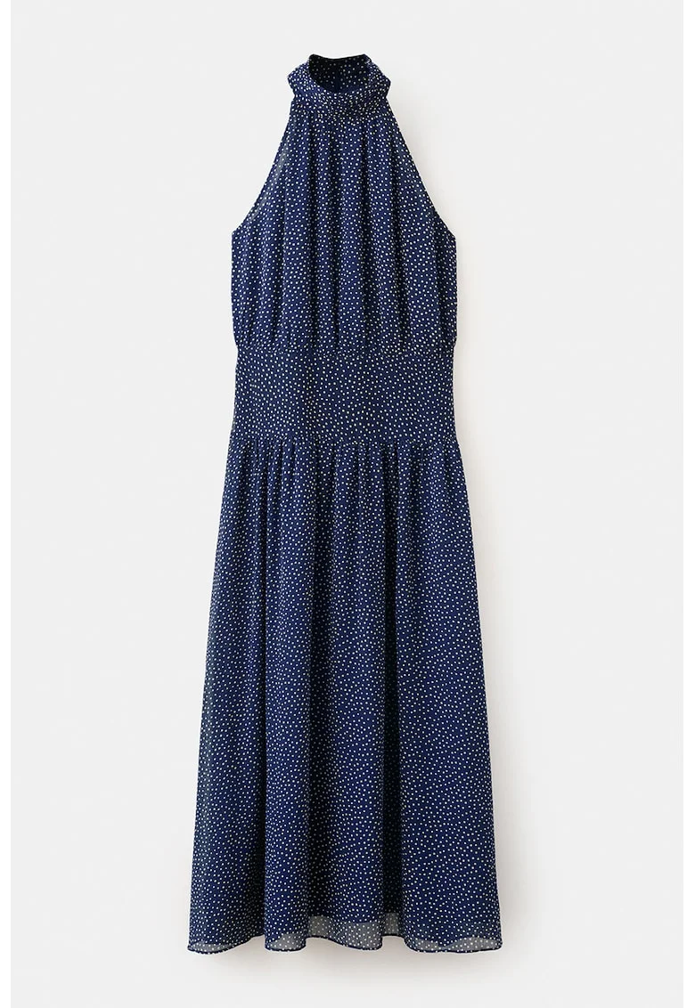 Rochie halter cu buline, Alb/Albastru inchis