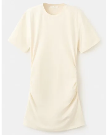Rochie-tricou cu fonseuri, Galben pal