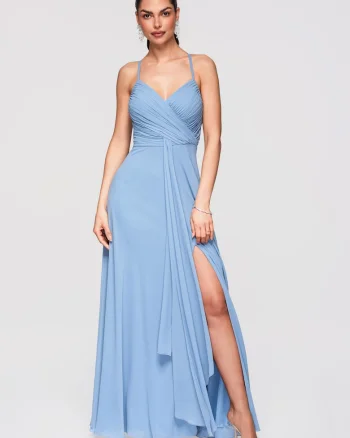 Rochie Maxi Eleganta, Croi Amplu, Decolteu Petrecut, Ideala pentru Evenimente Speciale, Albastru