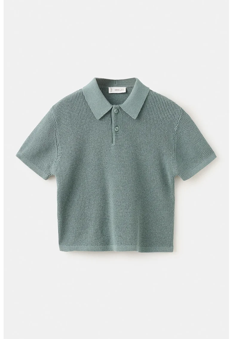 Tricou polo din tricot si bumbac, Verde