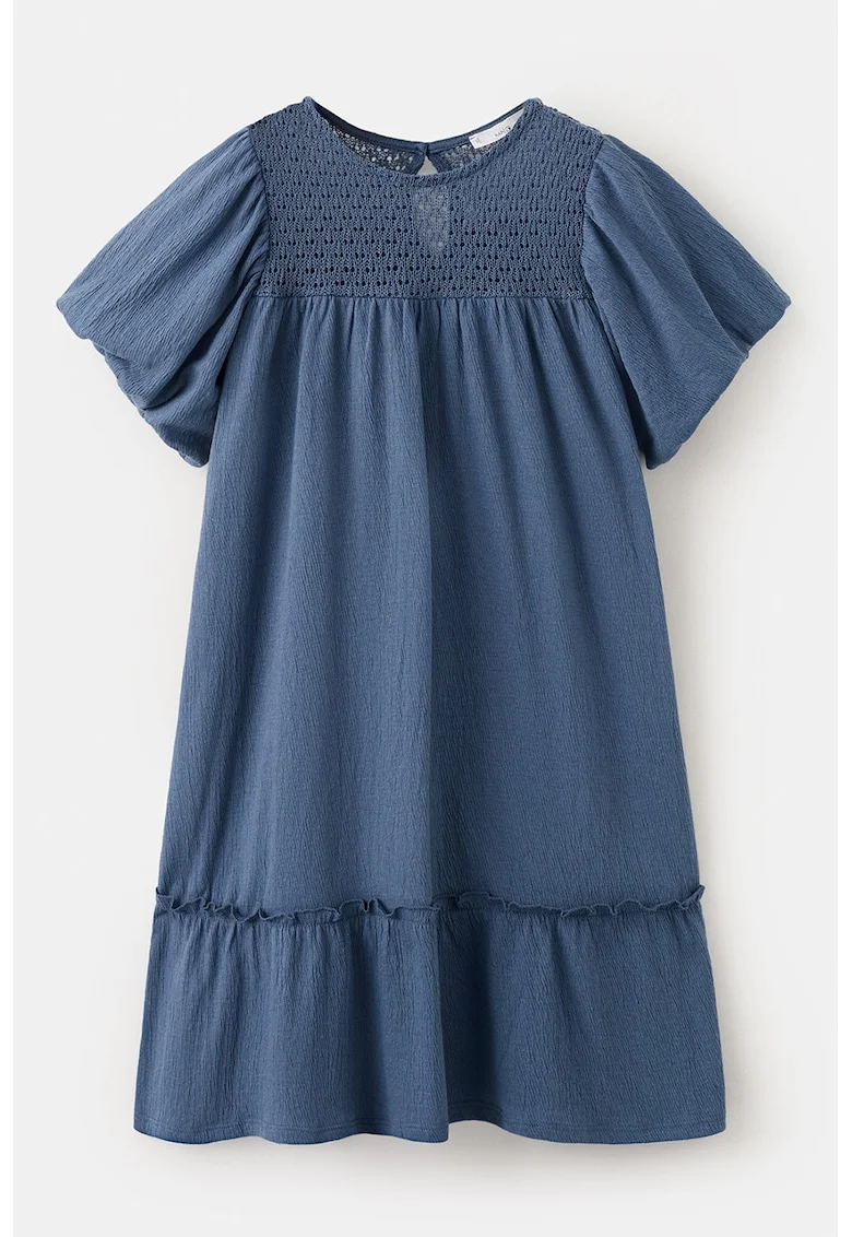 Rochie evazata cu maneci scurte, Bleumarin