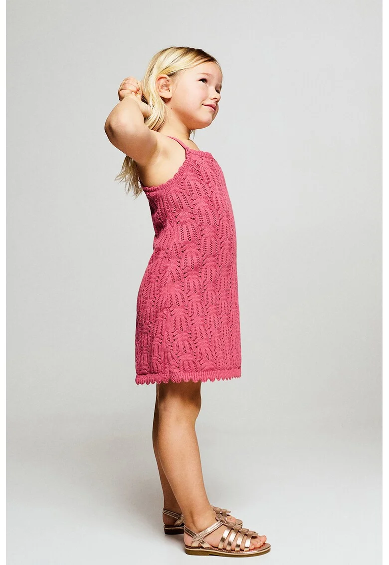Rochie din bumbac, fara inchidere, Roz aprins