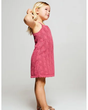 Rochie din bumbac, fara inchidere, Roz aprins