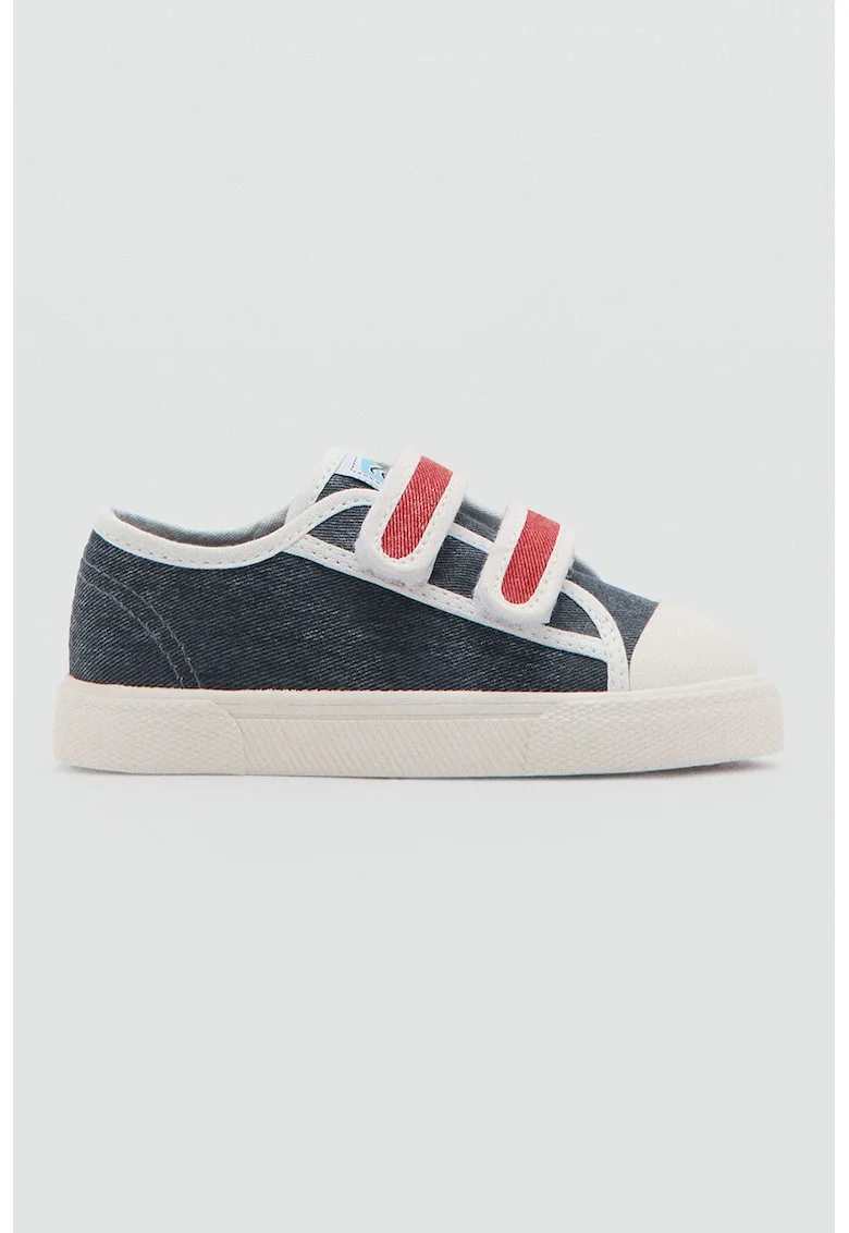 Pantofi sport din denim cu velcro, Rosu/Bleumarin