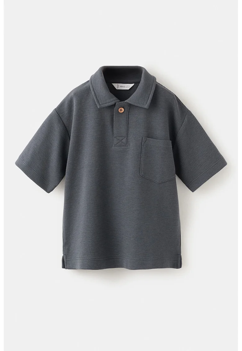 Tricou polo cu buzunar pe piept, Gri carbune