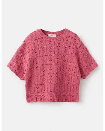 Tricou tricotat din bumbac, fara inchidere, Roz aprins