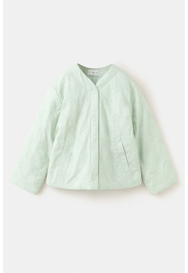 Jacheta cu decolteu in V si broderie, Verde deschis
