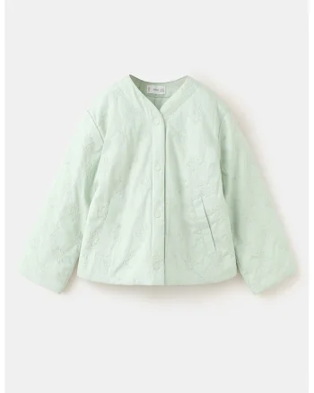 Jacheta cu decolteu in V si broderie, Verde deschis