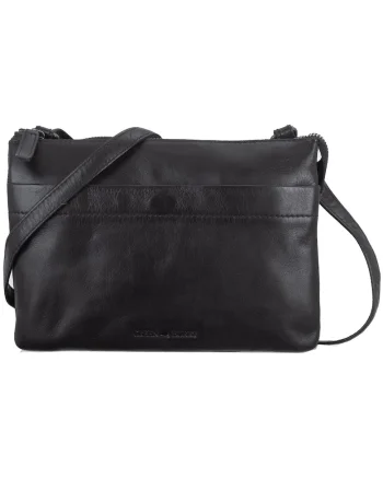 Geanta umar dama piele naturala neagra 24.5 x 17 x 6 cm, Colombiana,