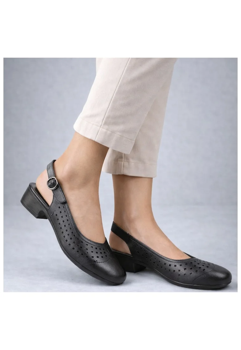 Sandale casual, dama,  X480017D negru, piele naturala, Negru