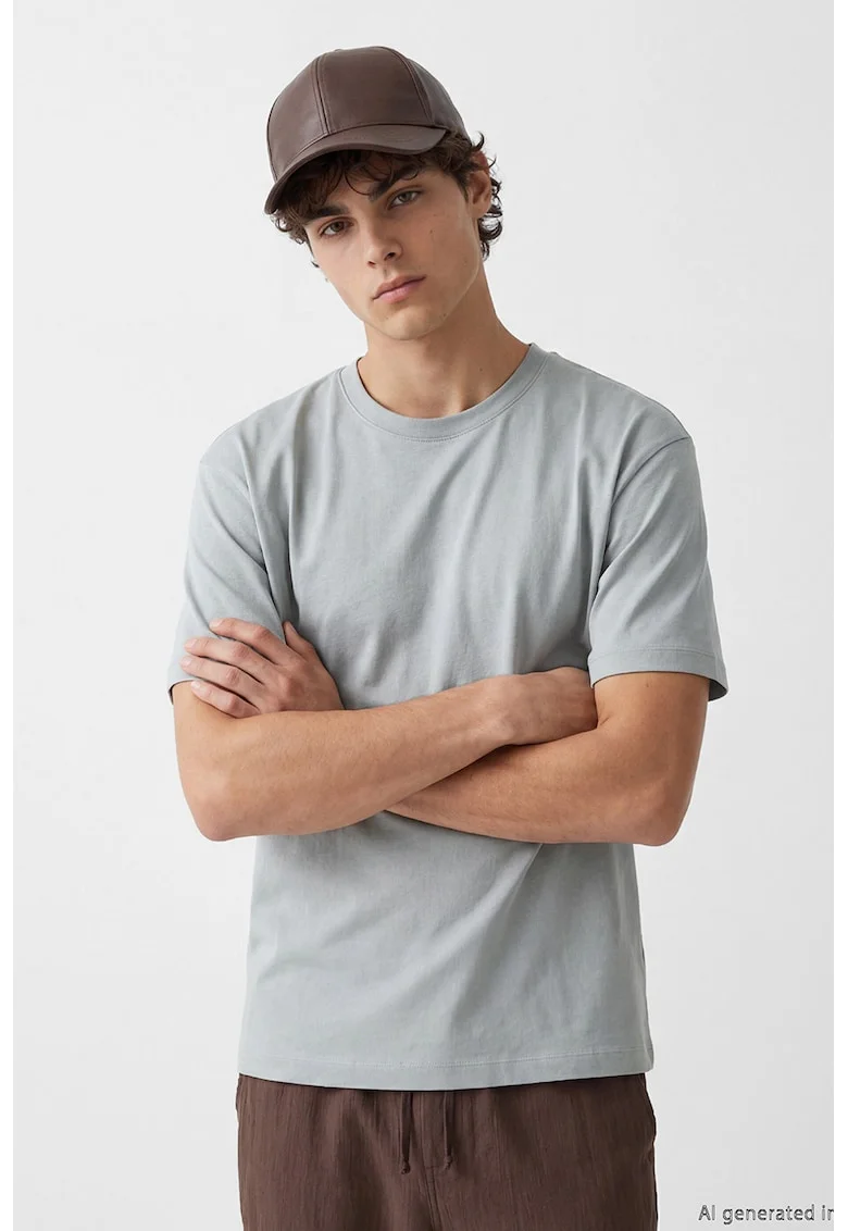 Tricou lejer cu model uni, Gri cenusiu