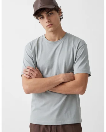 Tricou lejer cu model uni, Gri cenusiu