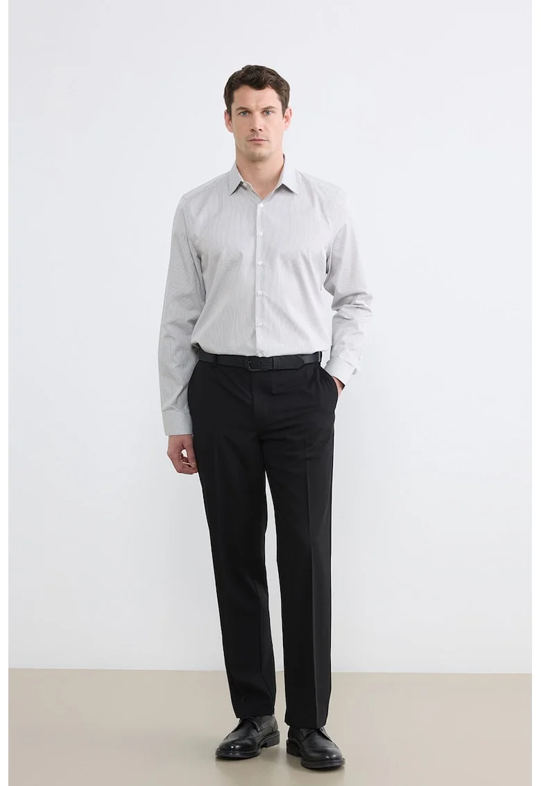 Camasa slim fit in carouri, Gri deschis