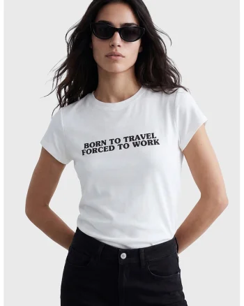 Tricou cu text, Negru/Alb optic