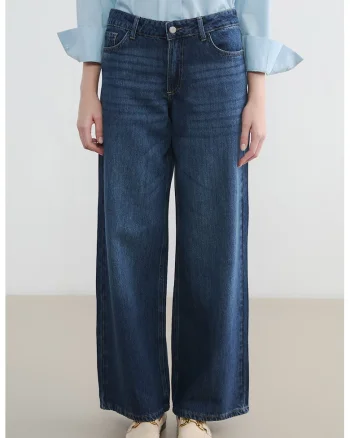 Pantaloni cu croiala ampla, Bleumarin