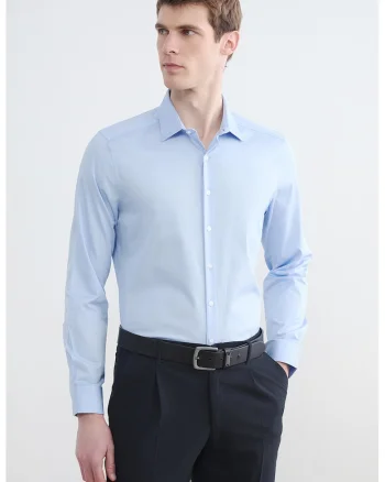 Camasa slim fit de bumbac, Albastru azur