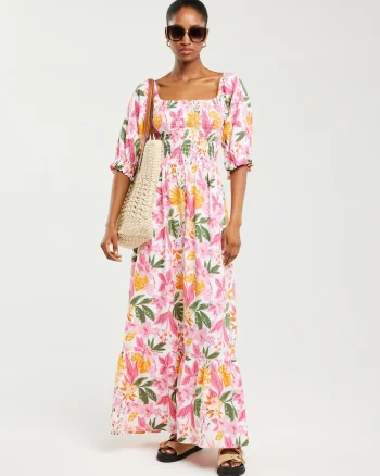 Rochie maxi cu imprimeu floral Dinova