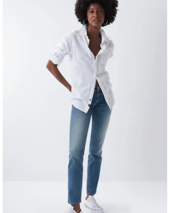 Blugi slim cu talie medie Wonder