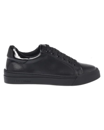 Pantofi sport din piele cu model uni, Negru