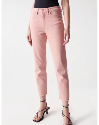 Blugi crop din bumbac cu talie medie