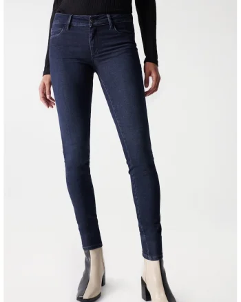 Blugi Skinny cu talie medie si buzunare