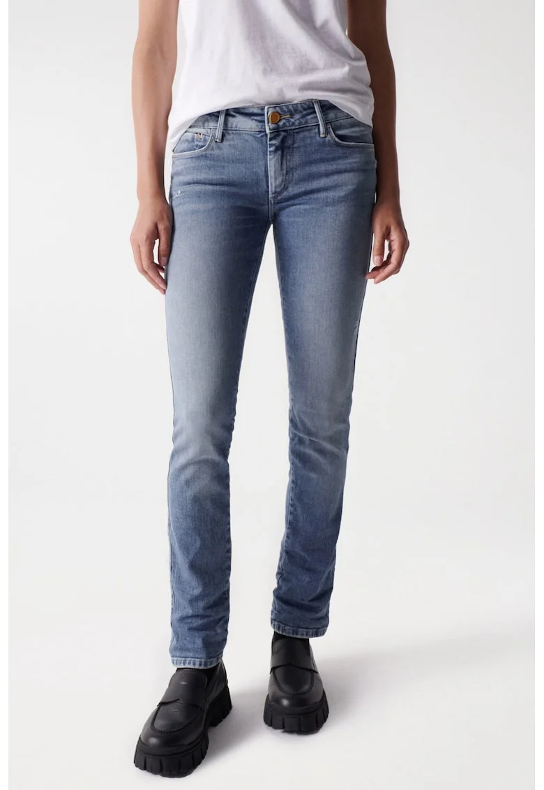 Blugi uni slim fit din bumbac
