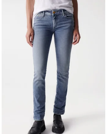 Blugi uni slim fit din bumbac