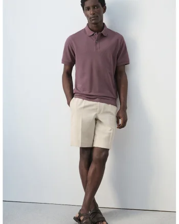 Tricou polo cu model uni, Mov