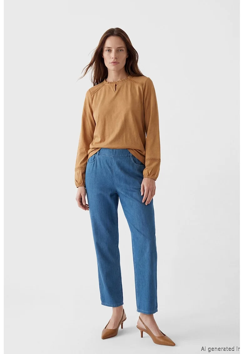 Pantaloni conici cu talie elastica, Albastru cobalt