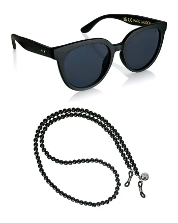Ochelari de soare butterfly unisex cu lant, Negru