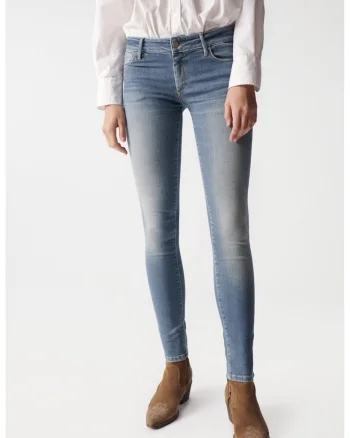 Blugi skinny cu aspect decolorat