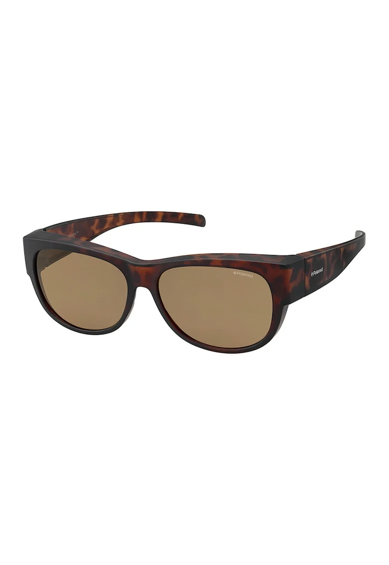 Ochelari de soare ovali unisex polarizati, Maro cognac/Negru