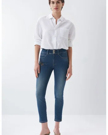 Blugi Crop Skinny cu buzunare,