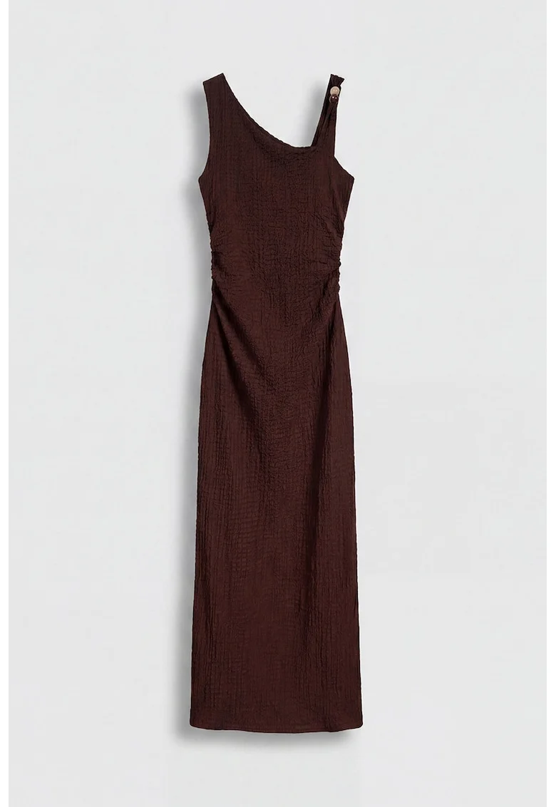 Rochie cu decolteu asimetric, Maro inchis