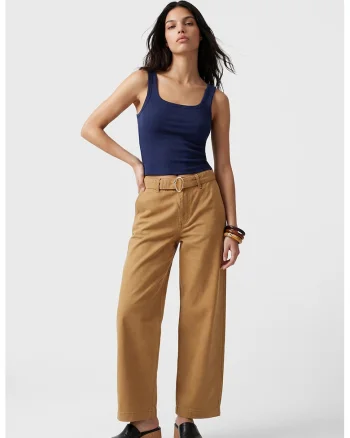 Blugi barrel fit cu talie inalta, Caramel