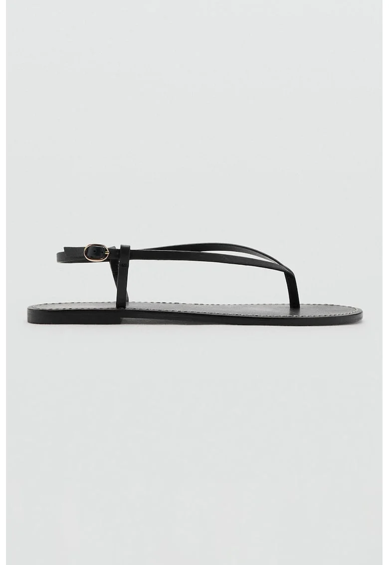 Sandale uni din piele, Negru