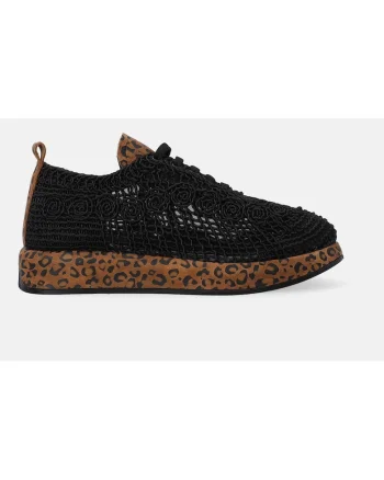 Pantofi sport din plasa cu garnituri de piele
