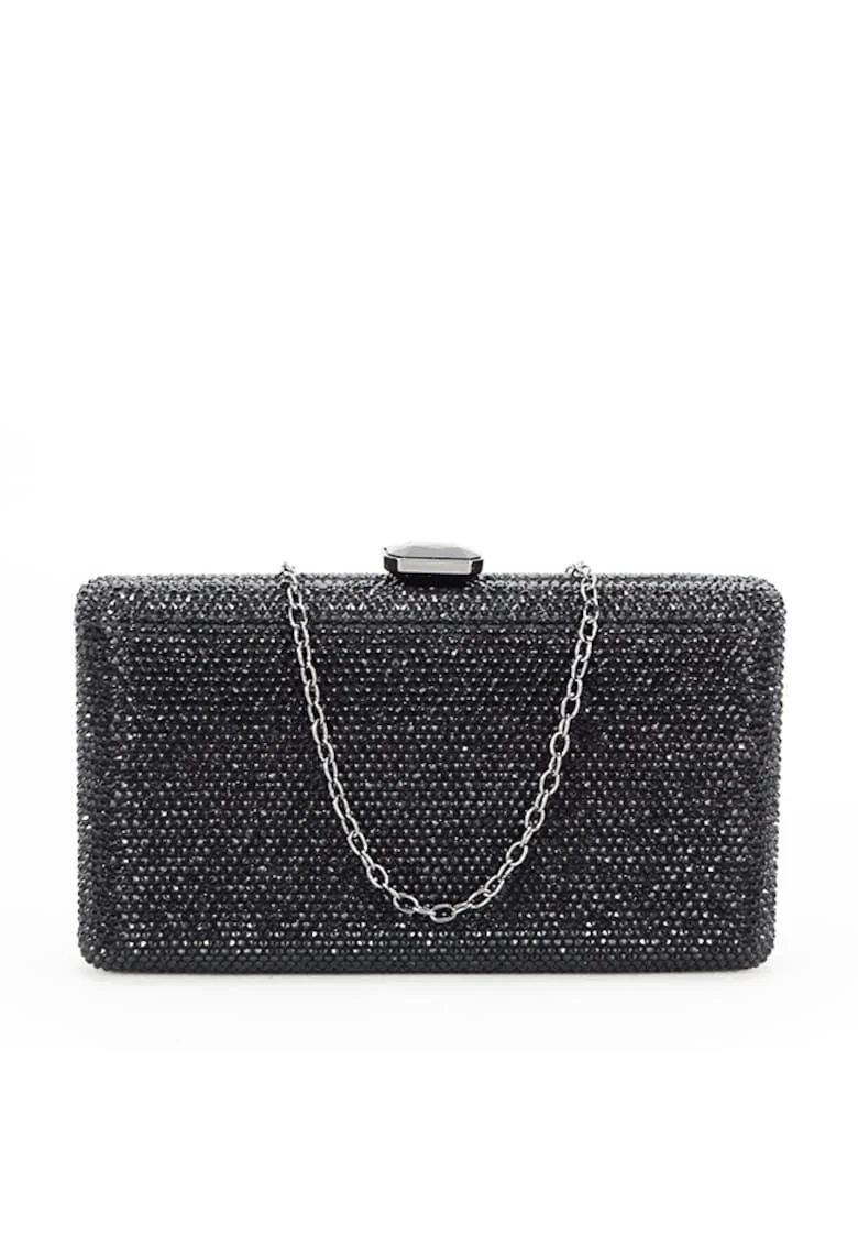 Geanta clutch verde cu pietricele BJH-715 06 15427, Negru